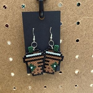 Coffee perler bead earrings
